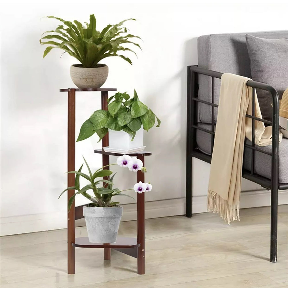 3 Tier Bamboo Corner Plant Stand Simplicity Flower Pot Holder Shelf