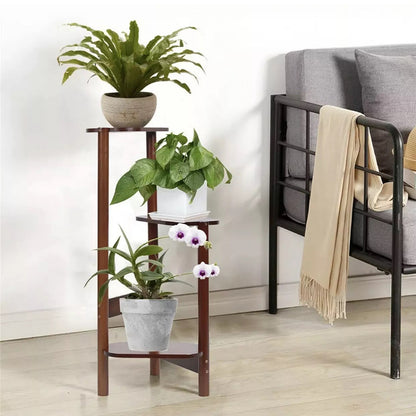 3 Tier Bamboo Corner Plant Stand Simplicity Flower Pot Holder Shelf