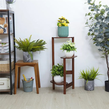 3 Tier Bamboo Corner Plant Stand Simplicity Flower Pot Holder Shelf