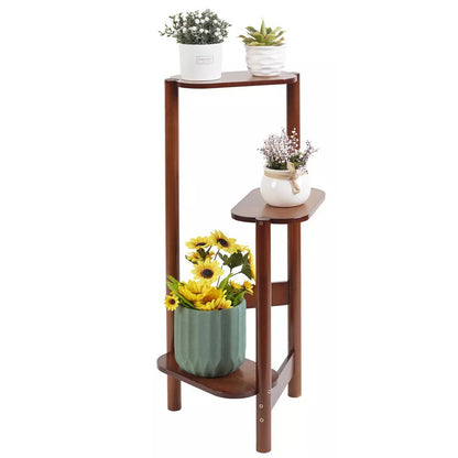 3 Tier Bamboo Corner Plant Stand Simplicity Flower Pot Holder Shelf