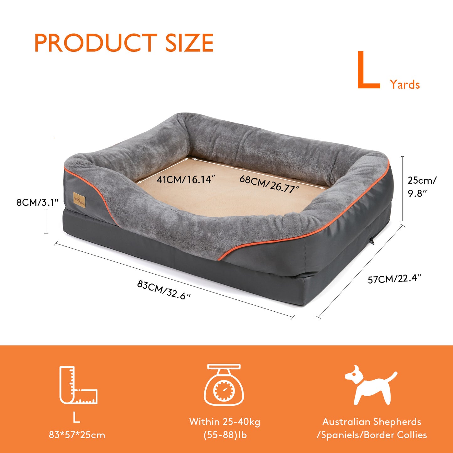 Jumbo Orthopedic Dog Bed Elevated Cushion Warm Waterproof Mattress