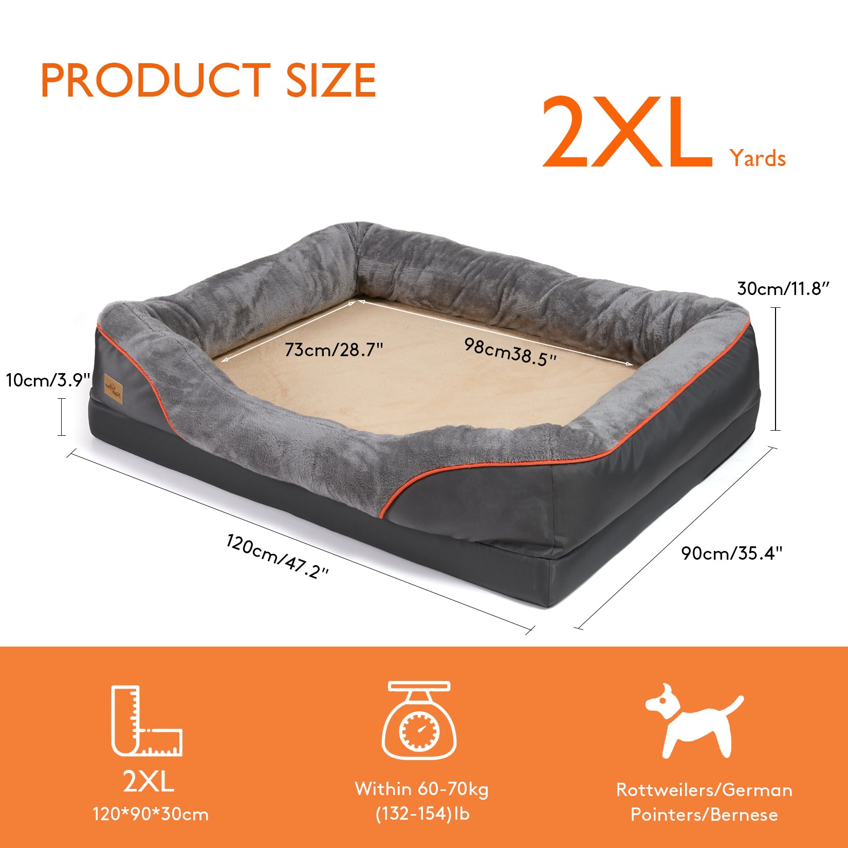 Jumbo Orthopedic Dog Bed Elevated Cushion Warm Waterproof Mattress
