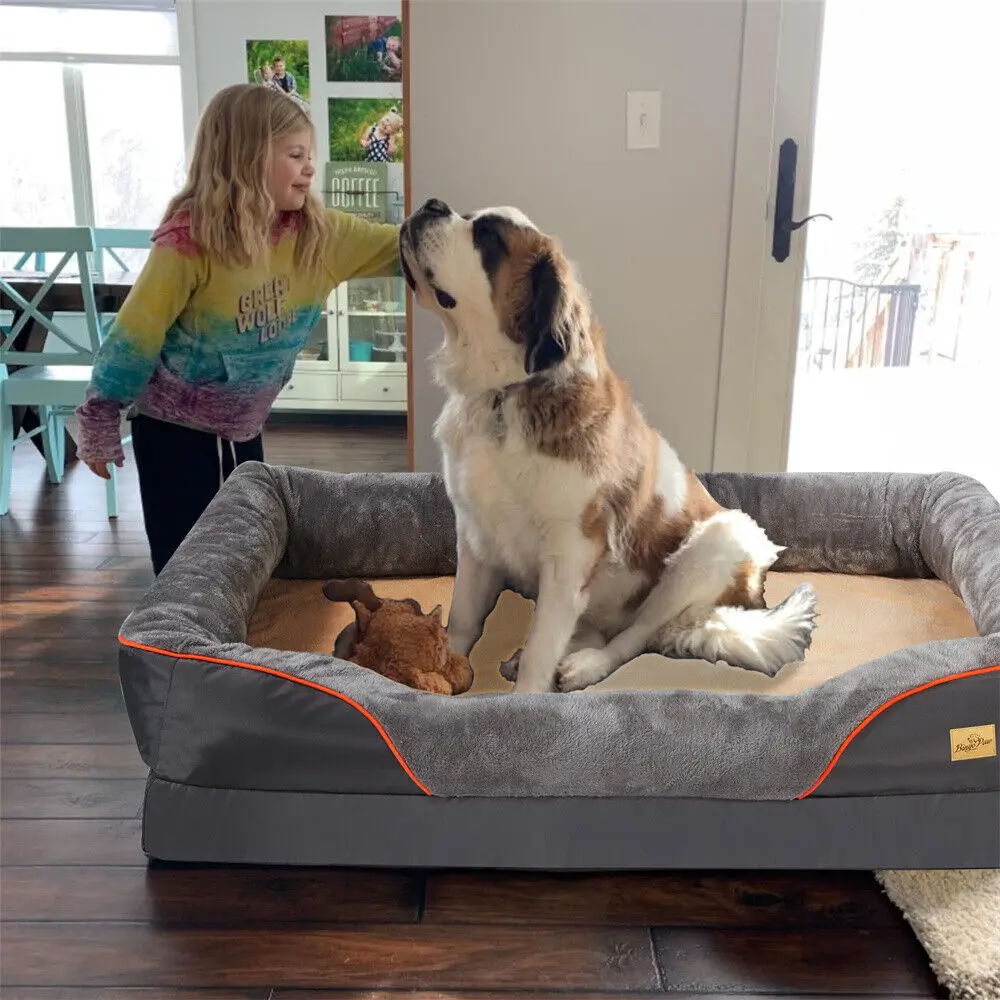 Jumbo Orthopedic Dog Bed Elevated Cushion Warm Waterproof Mattress