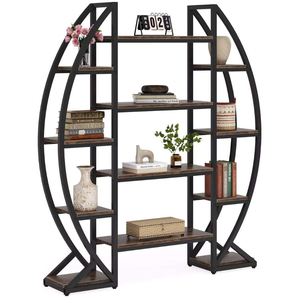 Industrial Large Plant Stand Multilayer Garden Flower Rack Bookshelf Half Moon Shaped