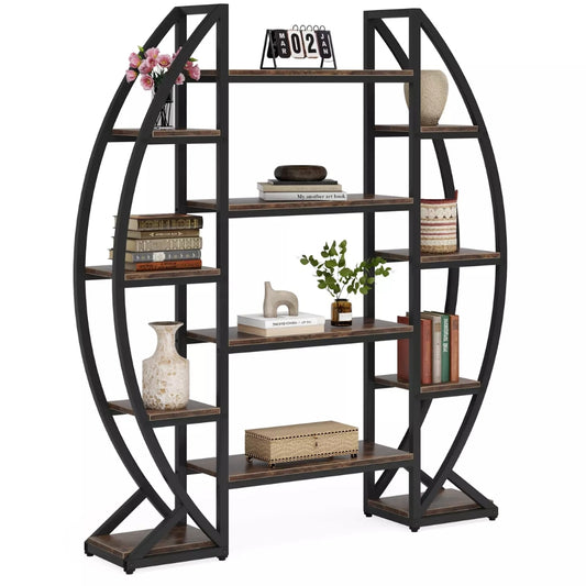 Industrial Large Plant Stand Multilayer Garden Flower Rack Bookshelf Half Moon Shaped