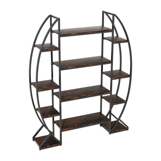 Industrial Large Plant Stand Multilayer Garden Flower Rack Bookshelf Half Moon Shaped