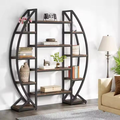 Industrial Large Plant Stand Multilayer Garden Flower Rack Bookshelf Half Moon Shaped