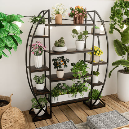 Industrial Large Plant Stand Multilayer Garden Flower Rack Bookshelf Half Moon Shaped