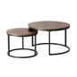 Set of 2 Round Walnut and Black Nesting Coffee Tables