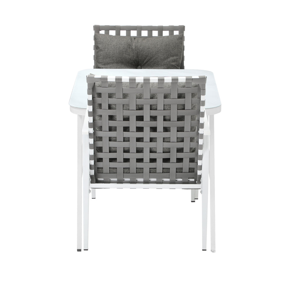 Outdoor Rattan Dining Set with Marble Style Table and Chairs