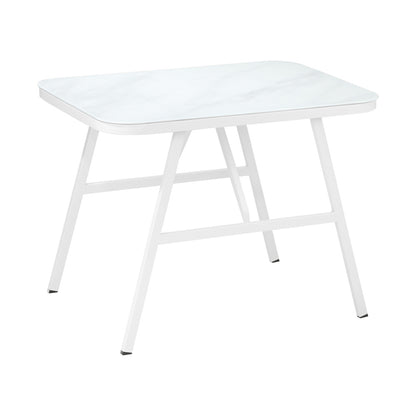 Outdoor Rattan Dining Set with Marble Style Table and Chairs