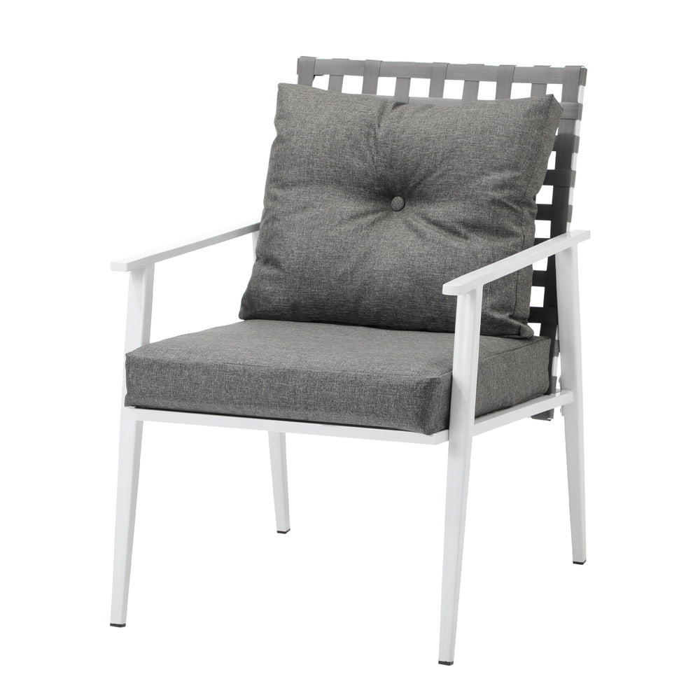 Outdoor Rattan Dining Set with Marble Style Table and Chairs