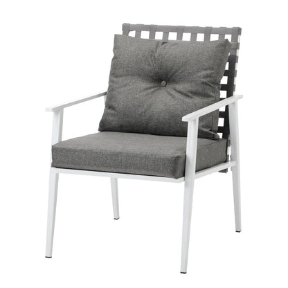 Outdoor Rattan Dining Set with Marble Style Table and Chairs