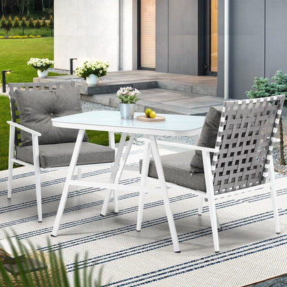 Outdoor Rattan Dining Set with Marble Style Table and Chairs