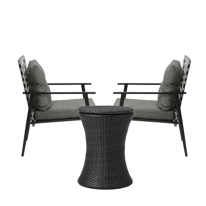 Black 2 Seater Outdoor Furniture Set with Ice Bucket Table