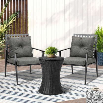 Black 2 Seater Outdoor Furniture Set with Ice Bucket Table