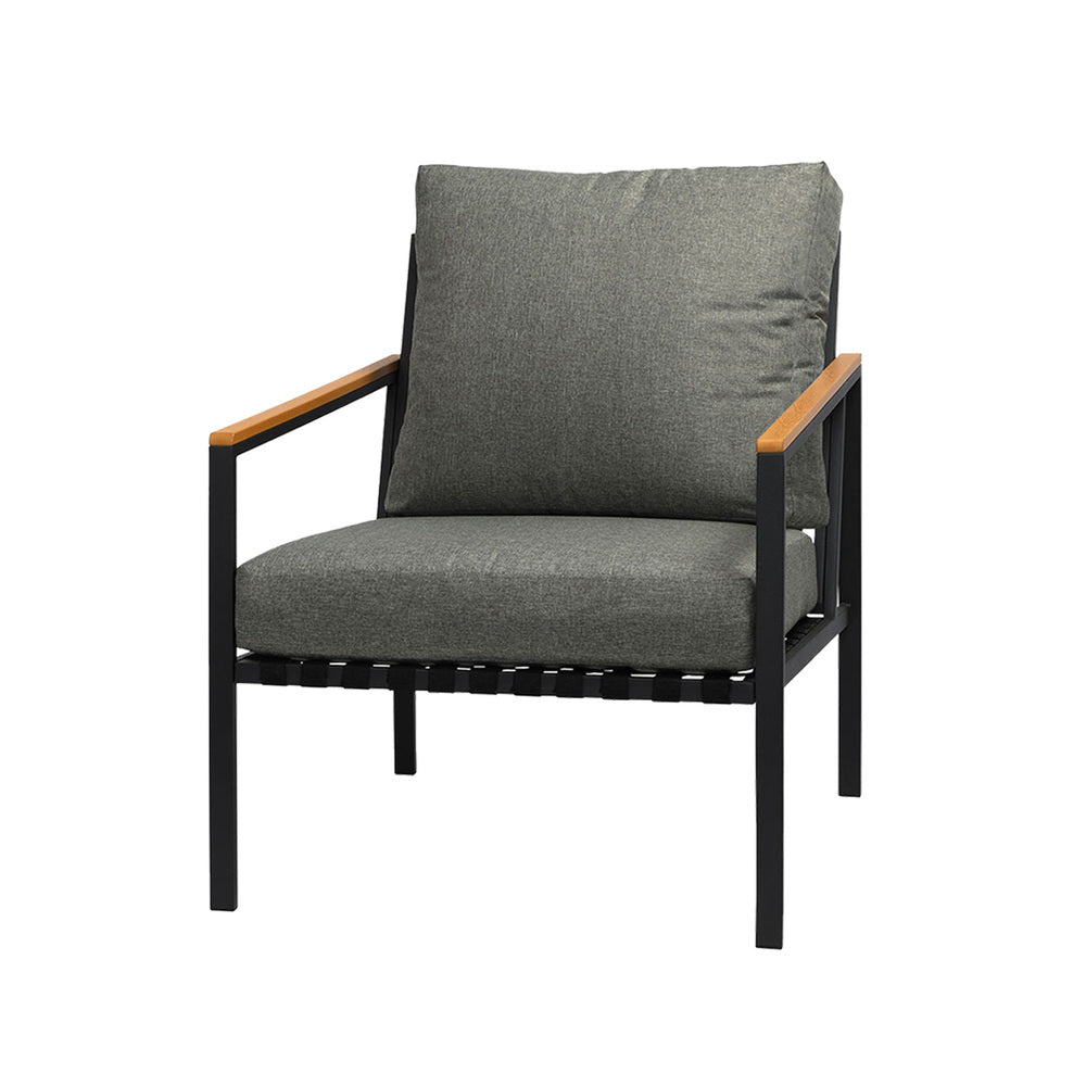 3pcs Black Outdoor Patio Sofa Set with Adjustable Ice Bucket Table