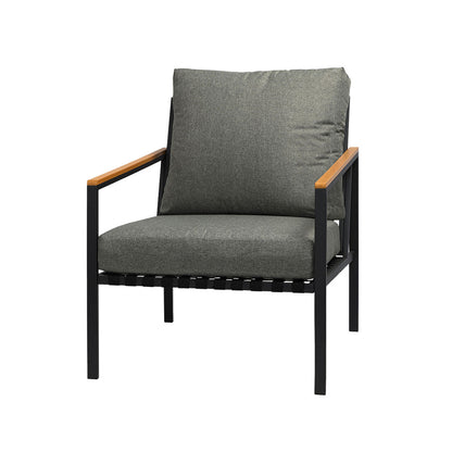 3pcs Black Outdoor Patio Sofa Set with Adjustable Ice Bucket Table