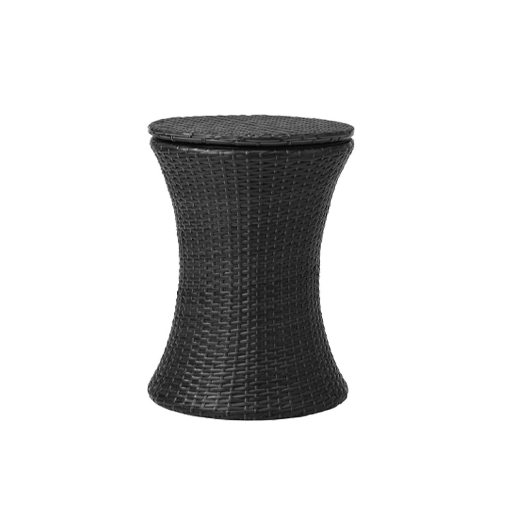 3pcs Black Outdoor Patio Sofa Set with Adjustable Ice Bucket Table