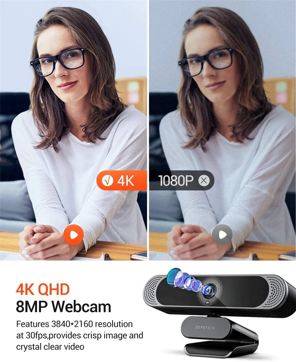 Plug And Play 4K HD Webcam With Microphone