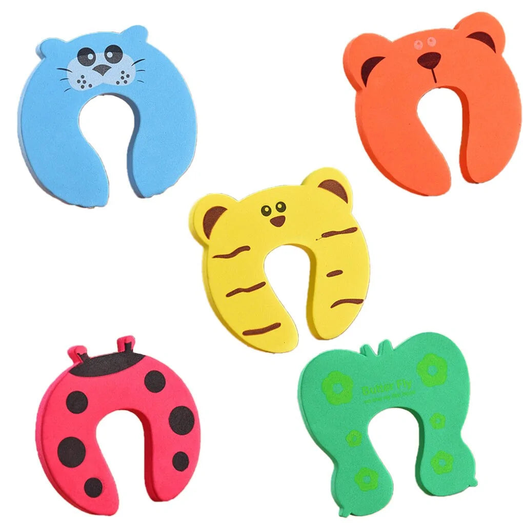 5Pcs Baby Door Stopper Hand Pinch Guard - Cartoon Animal Design